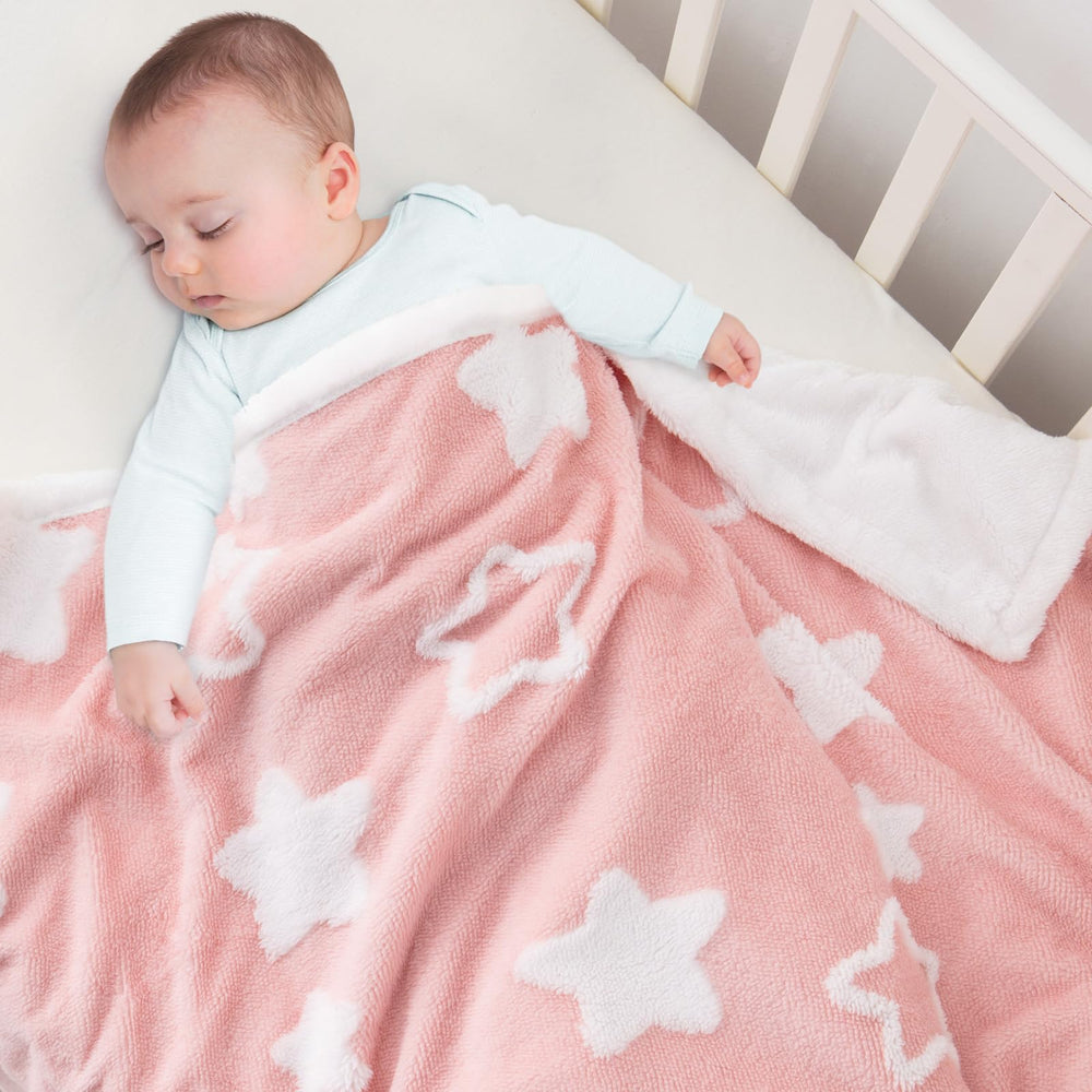 TCOYIWL baby blanket pink wide shot for cozy nursery warmth.