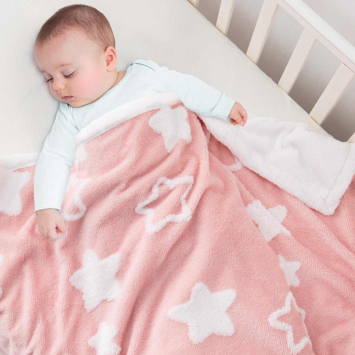 TCOYIWL baby blanket pink wide shot for cozy nursery warmth.