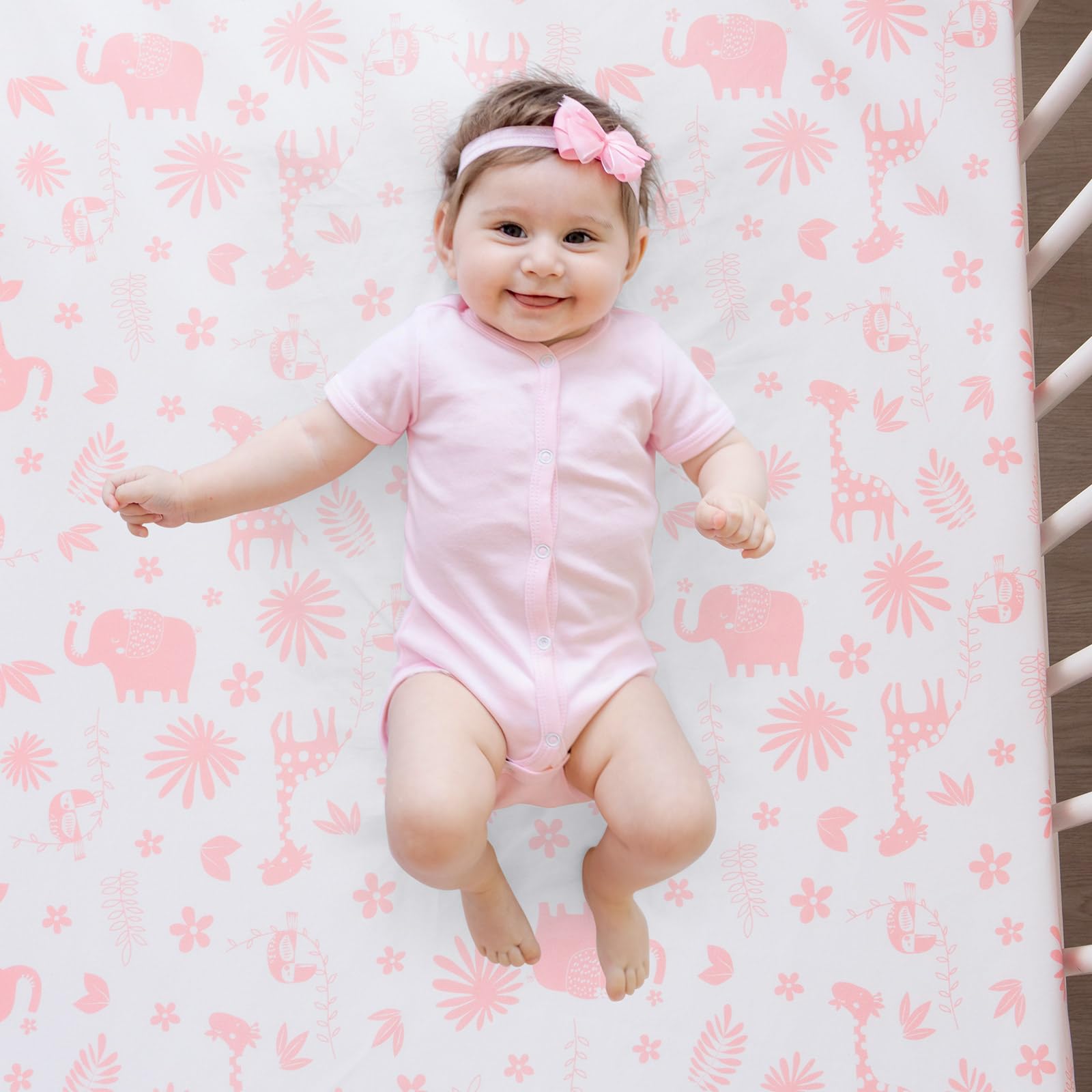 TCOYIWL crib sheet elastic edges ensure a snug fit on standard crib mattresses.