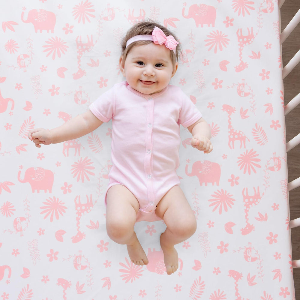 TCOYIWL crib sheet elastic edges ensure a snug fit on standard crib mattresses.