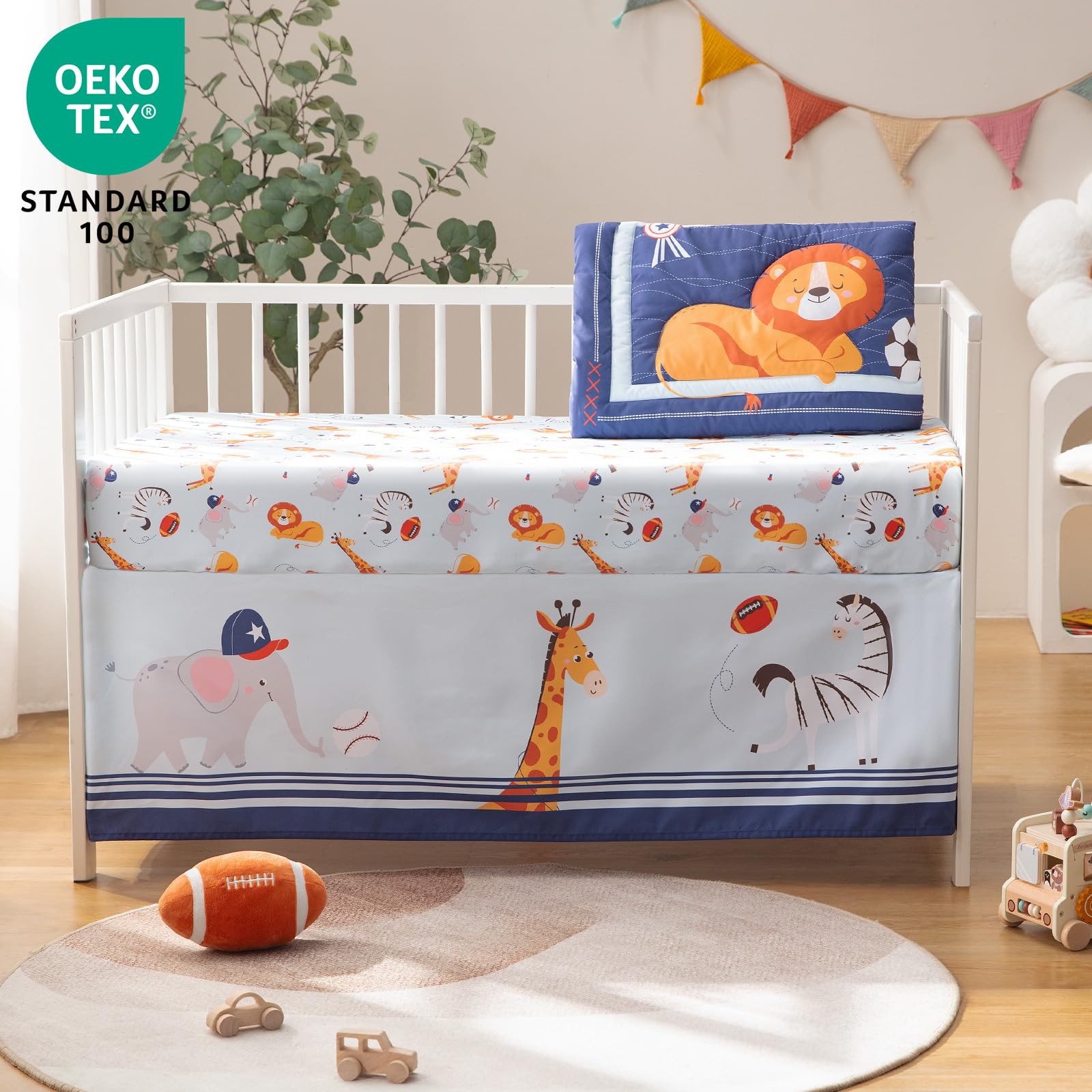 TCOYIWL crib skirt with 14 inch drop enhances décor and hides under-bed storage