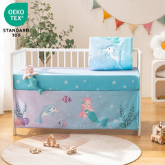 TCOYIWL crib skirt 27x51 with 14 inch drop adds decorative detail and breathable coverage.