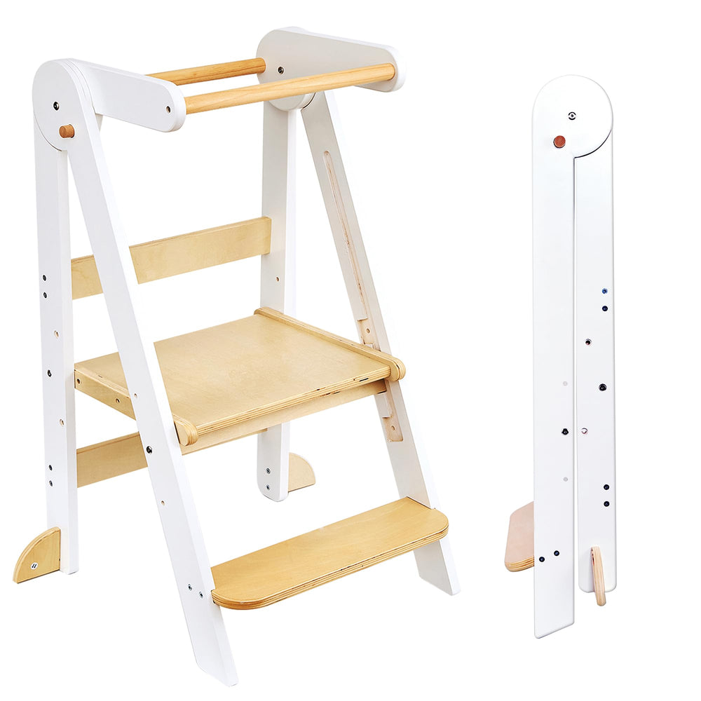 TDKDHoming foldable toddler tower assembled provides a stable platform for independent kitchen participation.