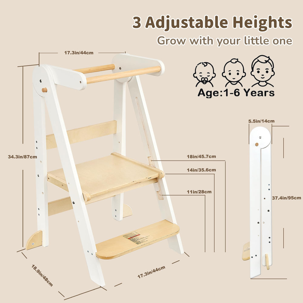 TDKDHoming foldable toddler tower height-adjustable design grows with your child for longer use.