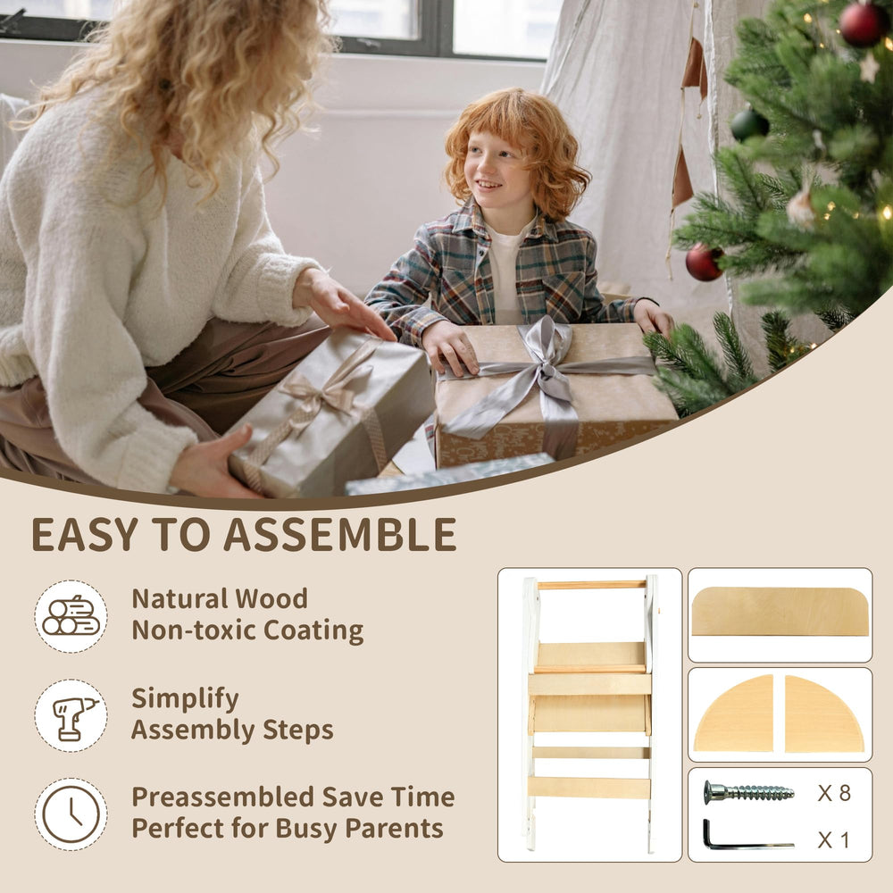 TDKDHoming foldable toddler tower supports independent learning during daily routines like brushing teeth.