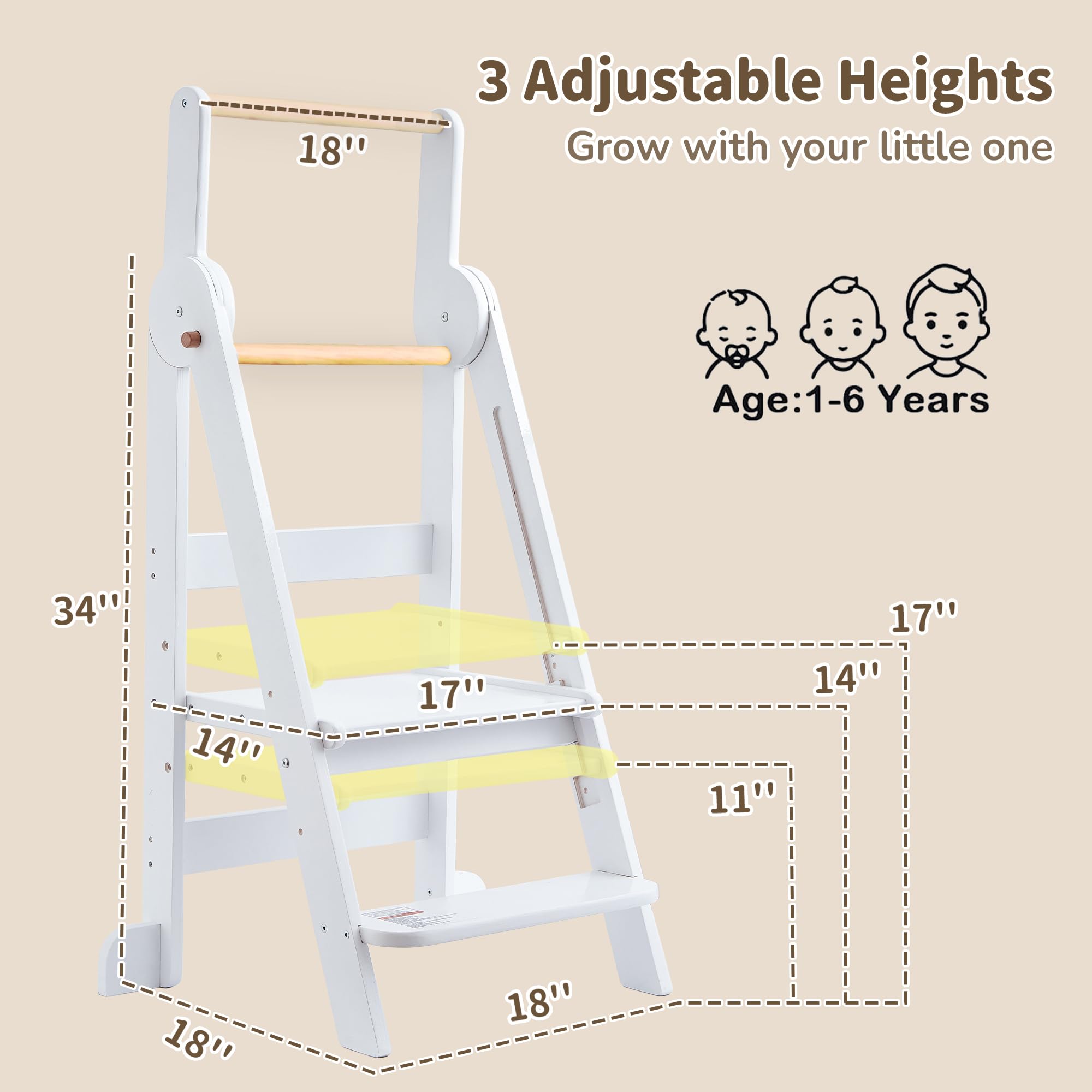 TDKDHoming three-height-adjustable tower demonstrates growth-friendly design for kids.