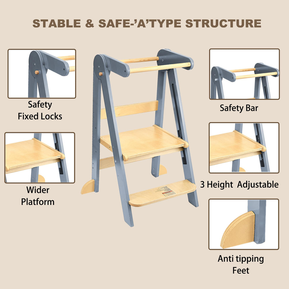 TDKDHoming toddler tower anti-tip feet ensure stable counter use