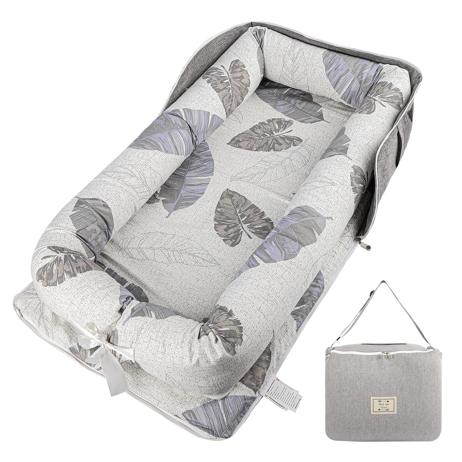 tdtok baby lounger foldable cotton demonstrates portable, breathable comfort for naps.