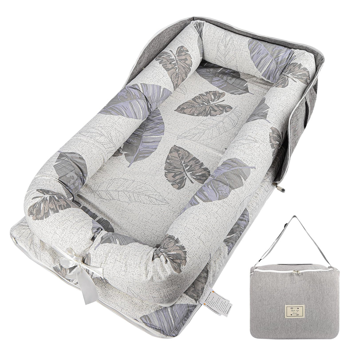 tdtok baby lounger foldable cotton demonstrates portable, breathable comfort for naps.