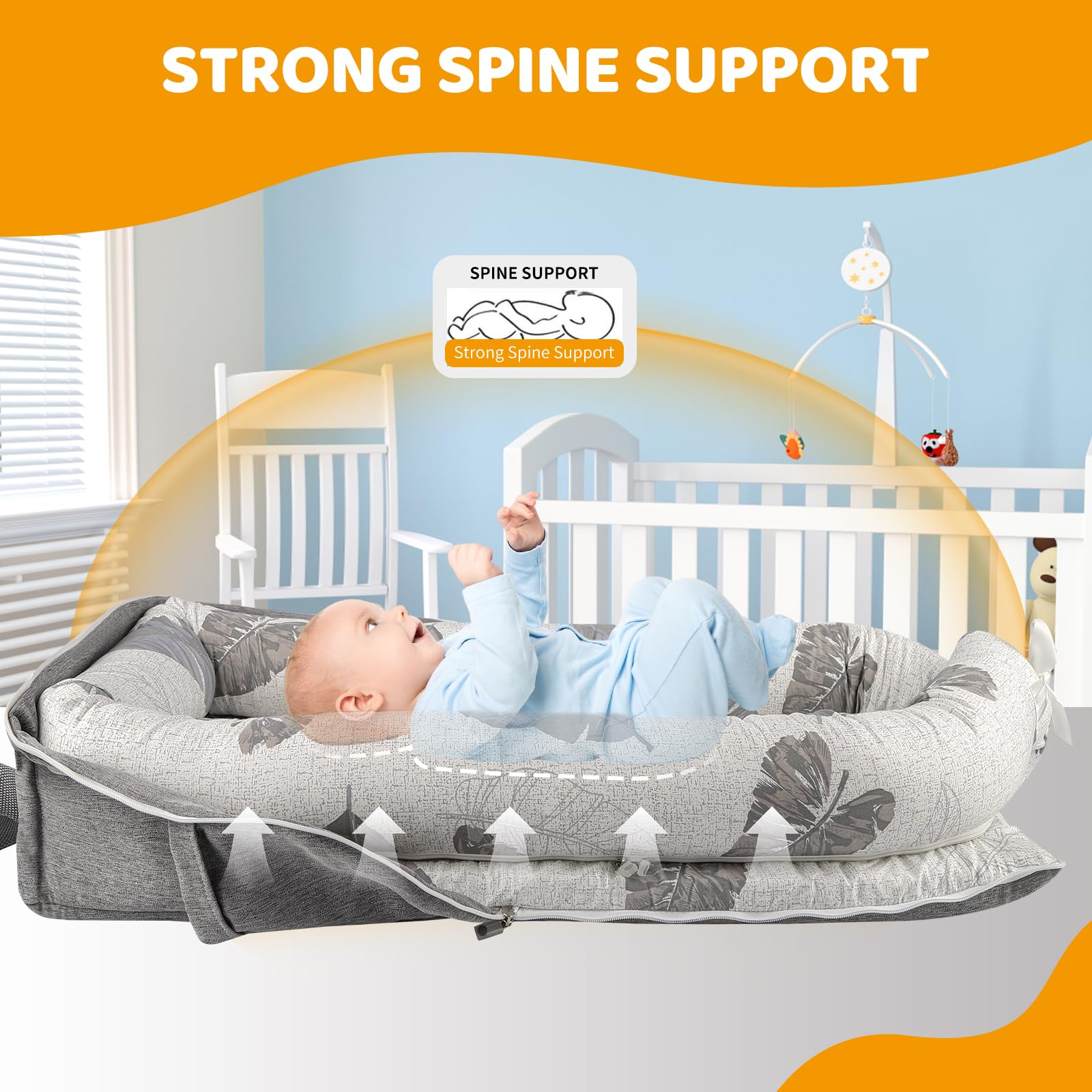 tdtok baby lounger soft-breathable fabric keeps baby comfy during naps.