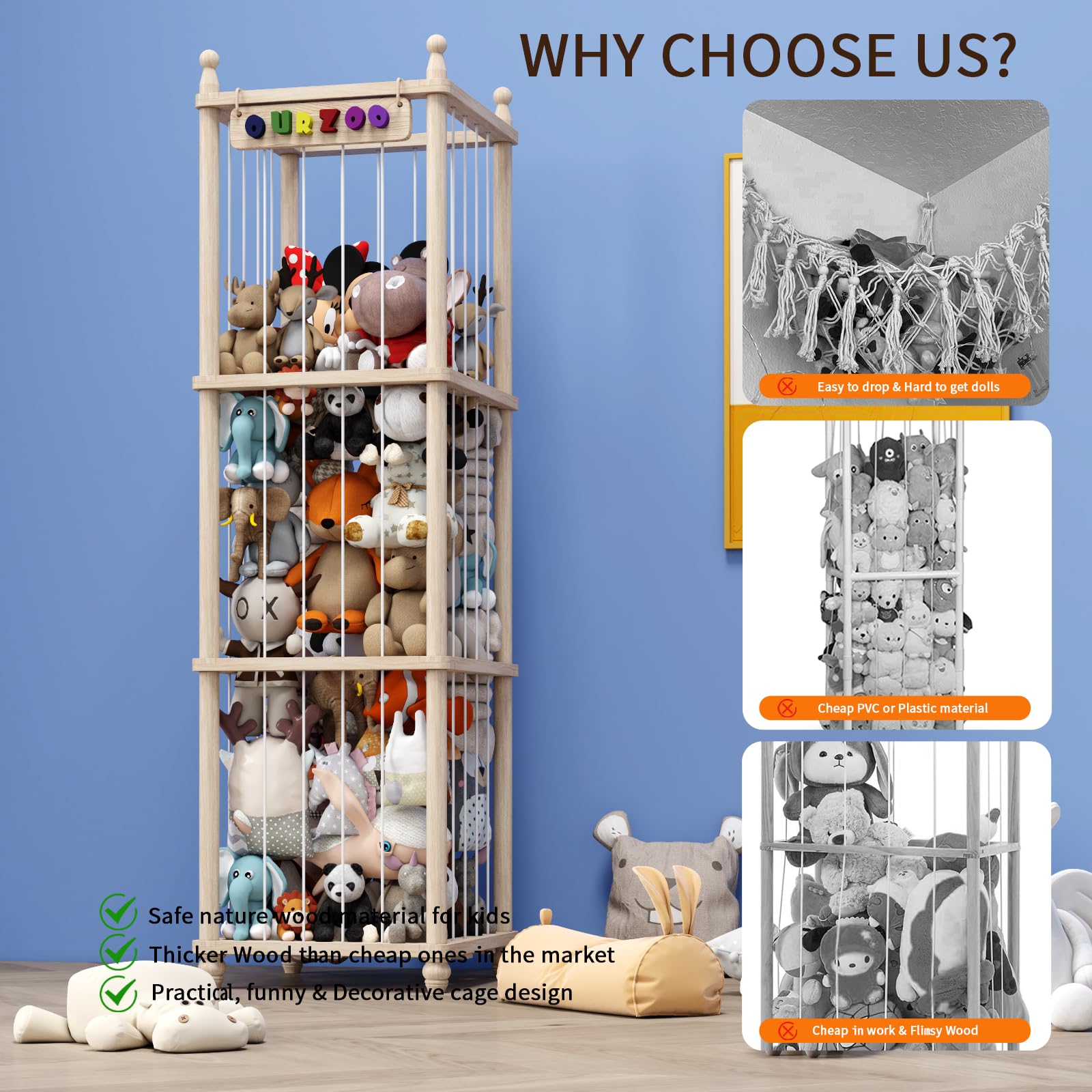 Td ymzdw natural wood animal jail aesthetic adds whimsy to nursery while organizing.