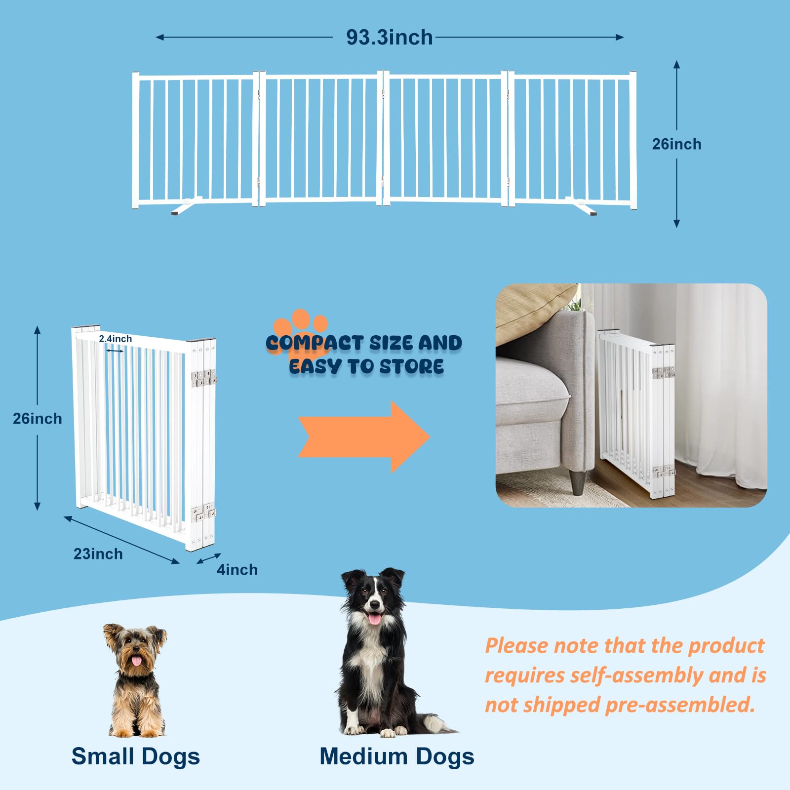 TE DEUM folding accordion gate shown in mid-setup for flexible room separation.