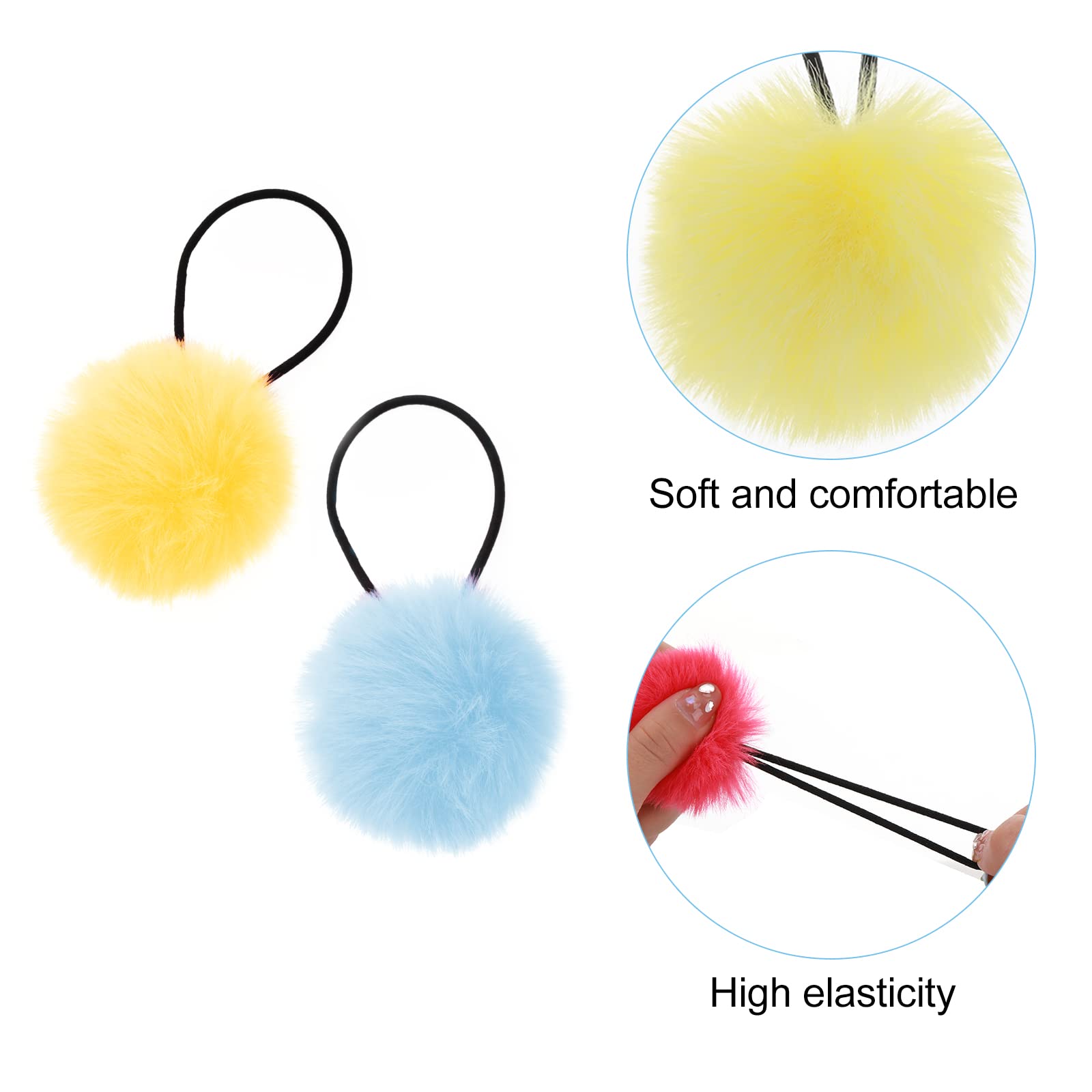 Teaaha pom pom hair ties light blue, comfy hold for pigtails and playtime
