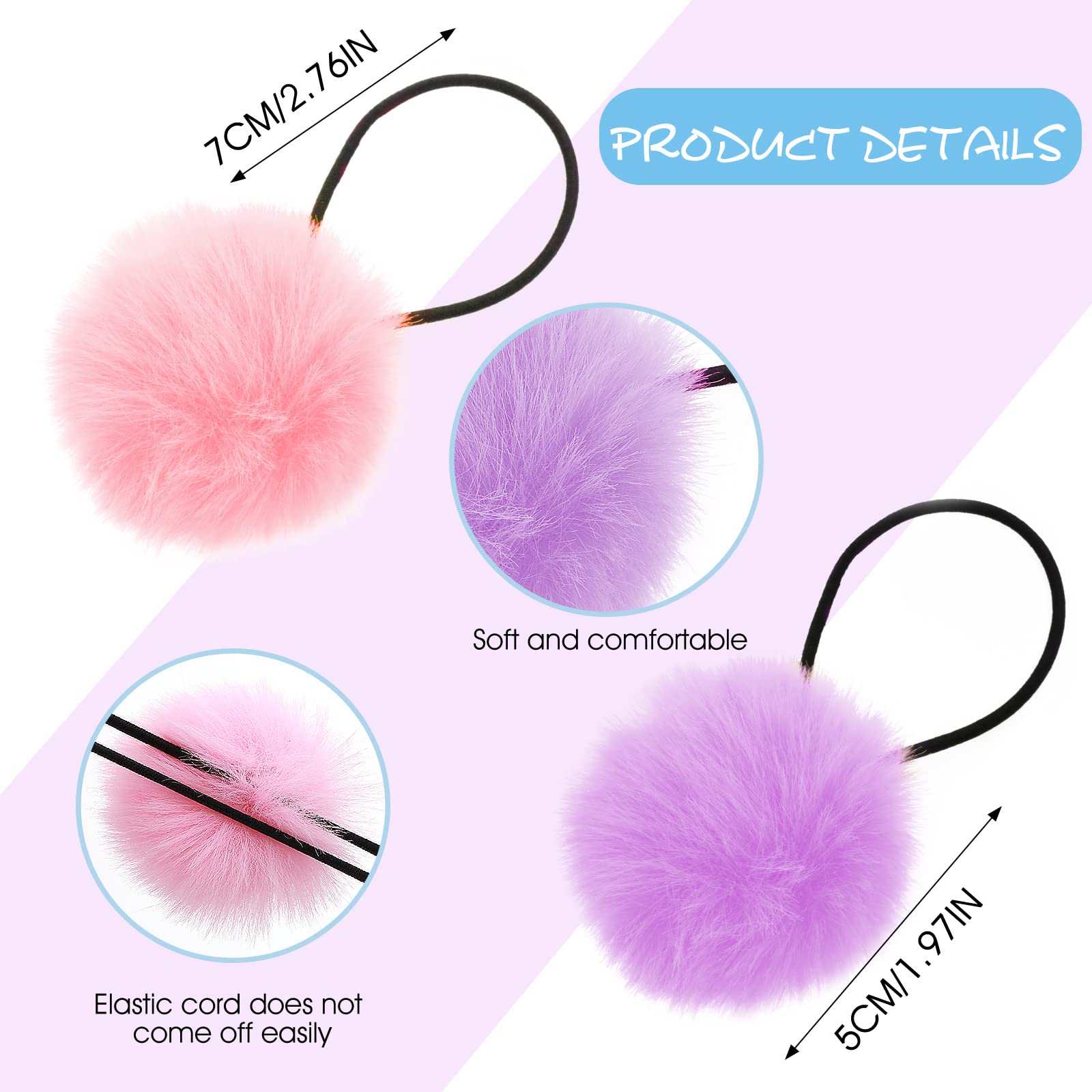 Teaaha pom pom hair ties light green, vibrant color for school days and photos