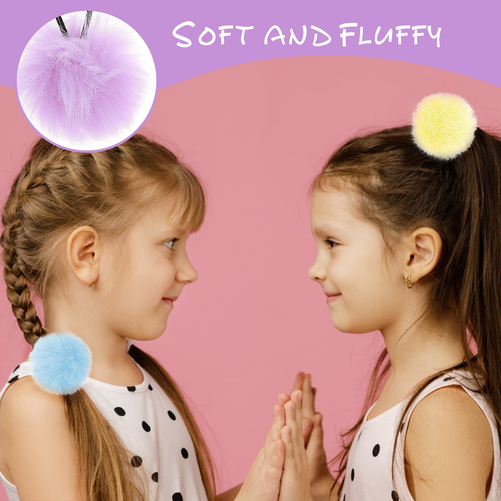 Teaaha pom pom hair ties rose, easy-to-wear plush accents for braids