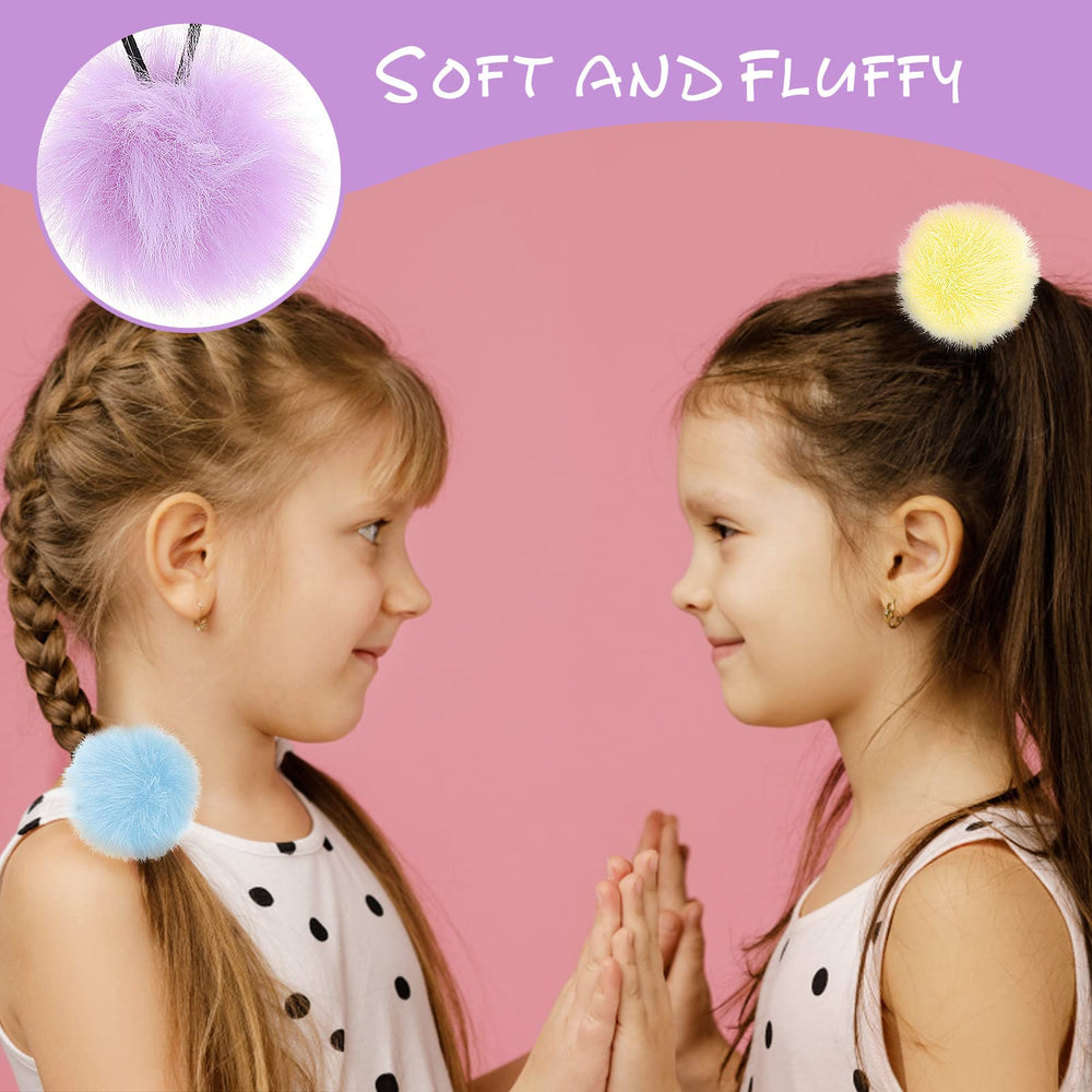 Teaaha pom pom hair ties rose, easy-to-wear plush accents for braids