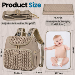 Tealari 4-in-1 diaper bag backpack back view showing quilted exterior and durable design