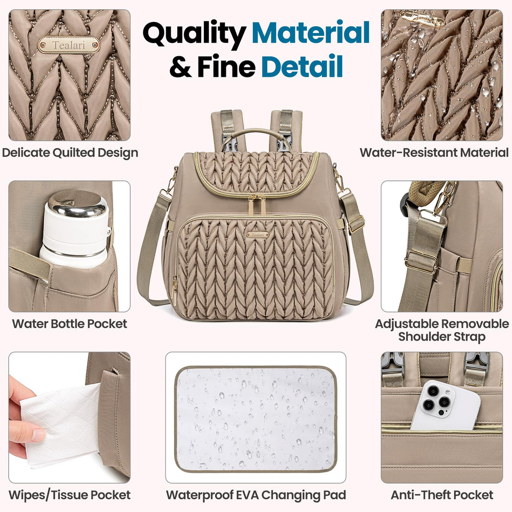 Tealari insulated bottle pockets close-up for temperature-ready bottles