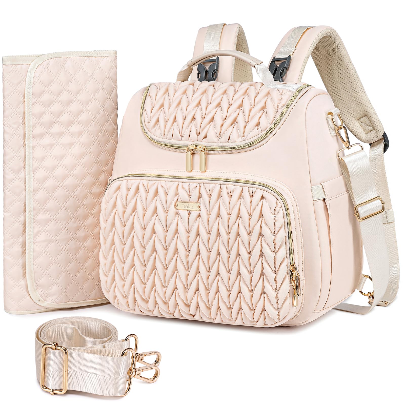 Tealari 4-in-1 convertible diaper bag backpack with stylish quilted design