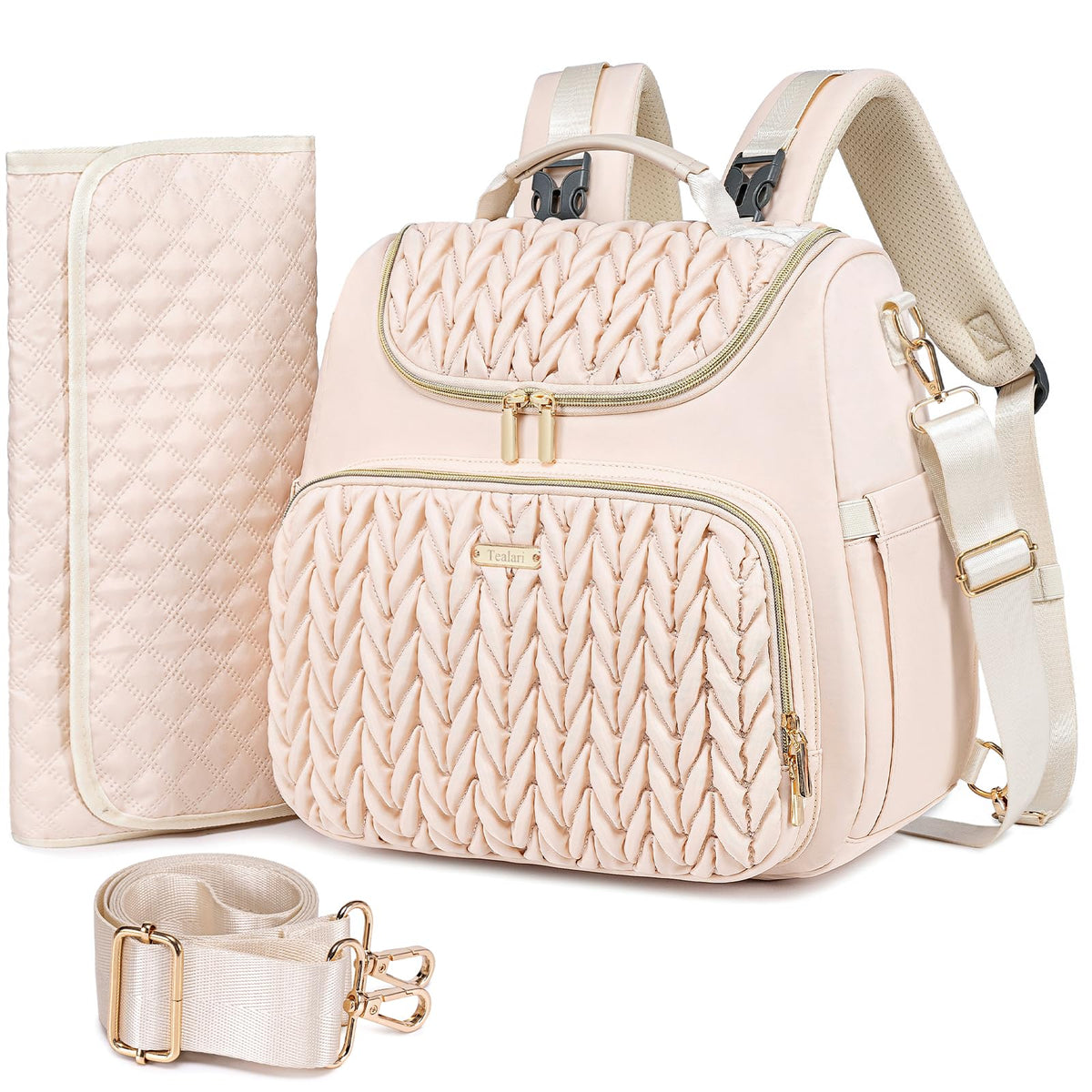 Tealari 4-in-1 convertible diaper bag backpack with stylish quilted design