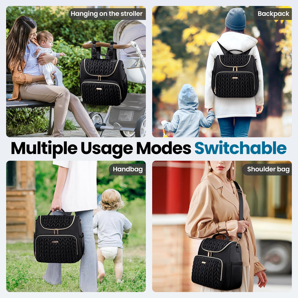 Tealari convertible diaper bag in crossbody mode for daily styling and hands-free wear.