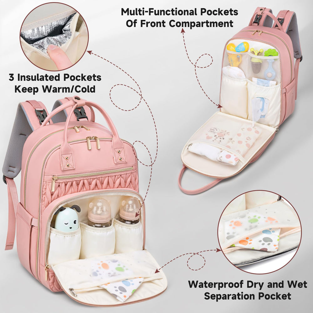 Tealari diaper bag backpack 30L capacity fits diapers, clothes, toys, and more.