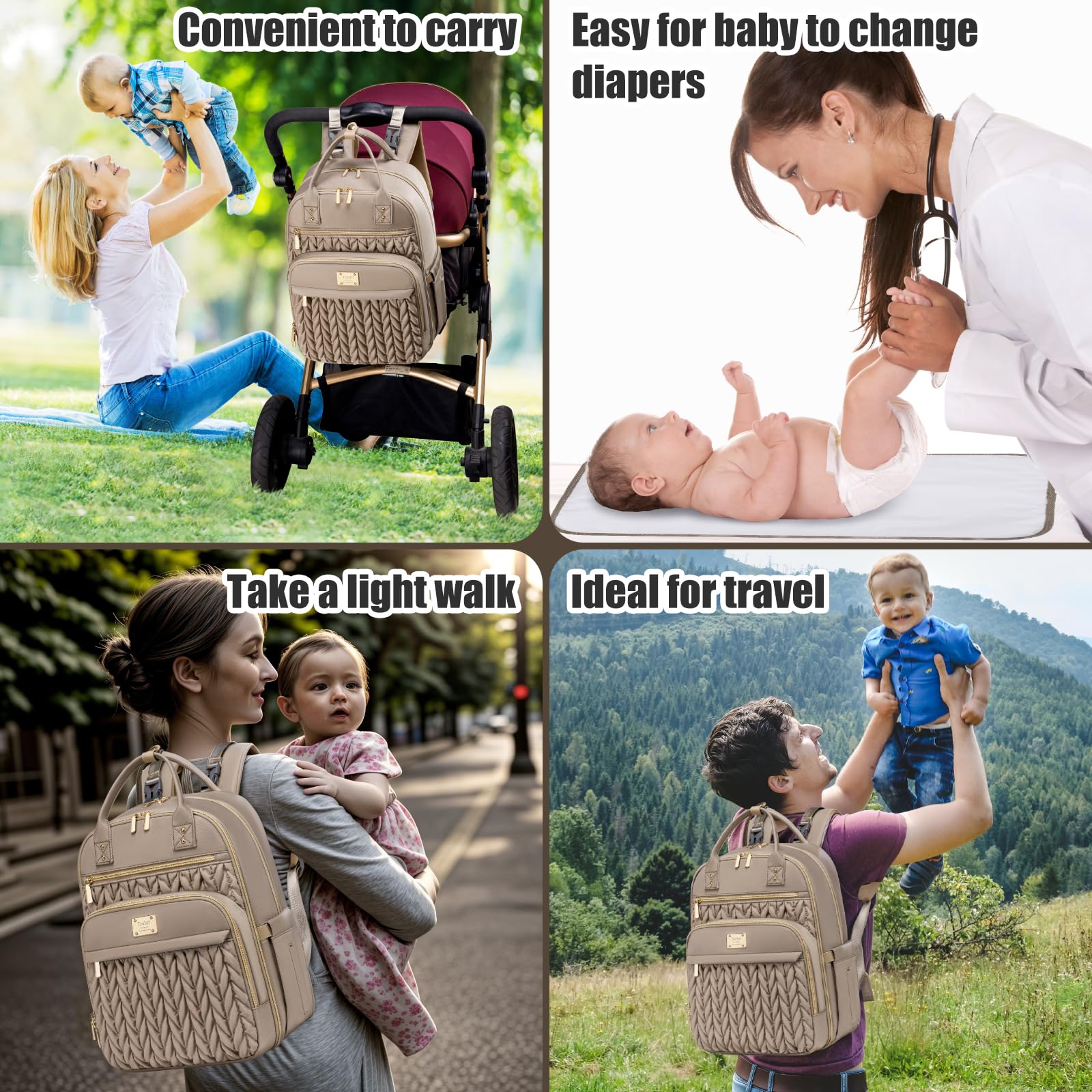 Tealari diaper bag backpack insulated bottle pockets keep liquids ready.