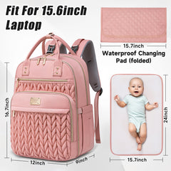Tealari diaper bag backpack with laptop compartment protects electronics on travels.