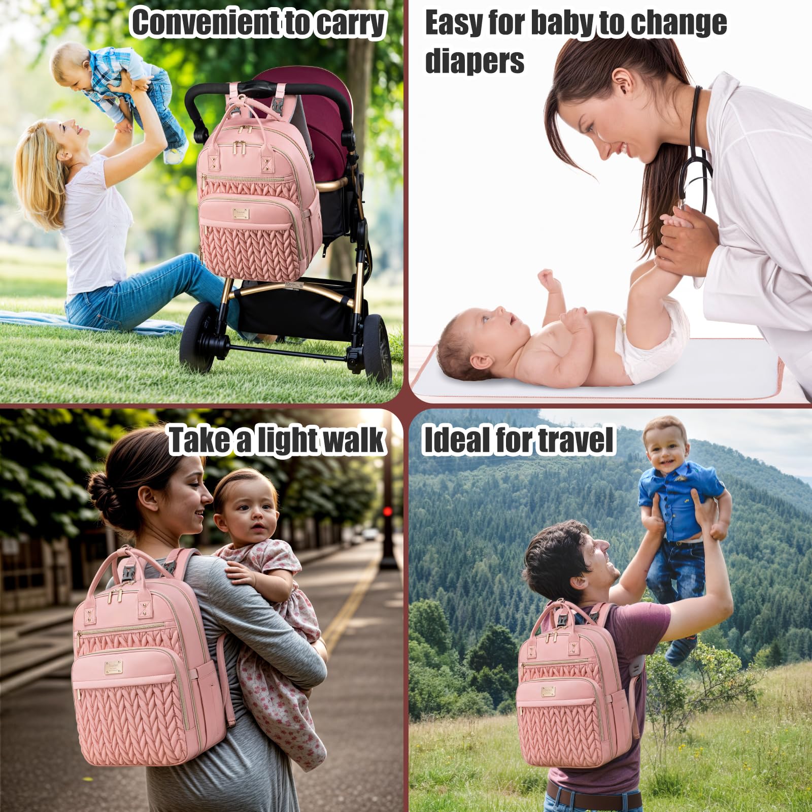 Tealari diaper bag backpack includes portable changing pad for quick diaper changes.