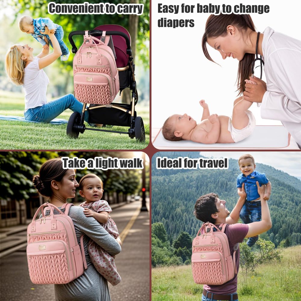 Tealari diaper bag backpack includes portable changing pad for quick diaper changes.