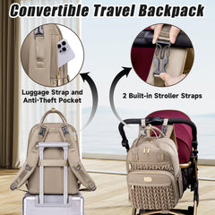 Tealari diaper bag backpack with stroller straps for hands-free travel.