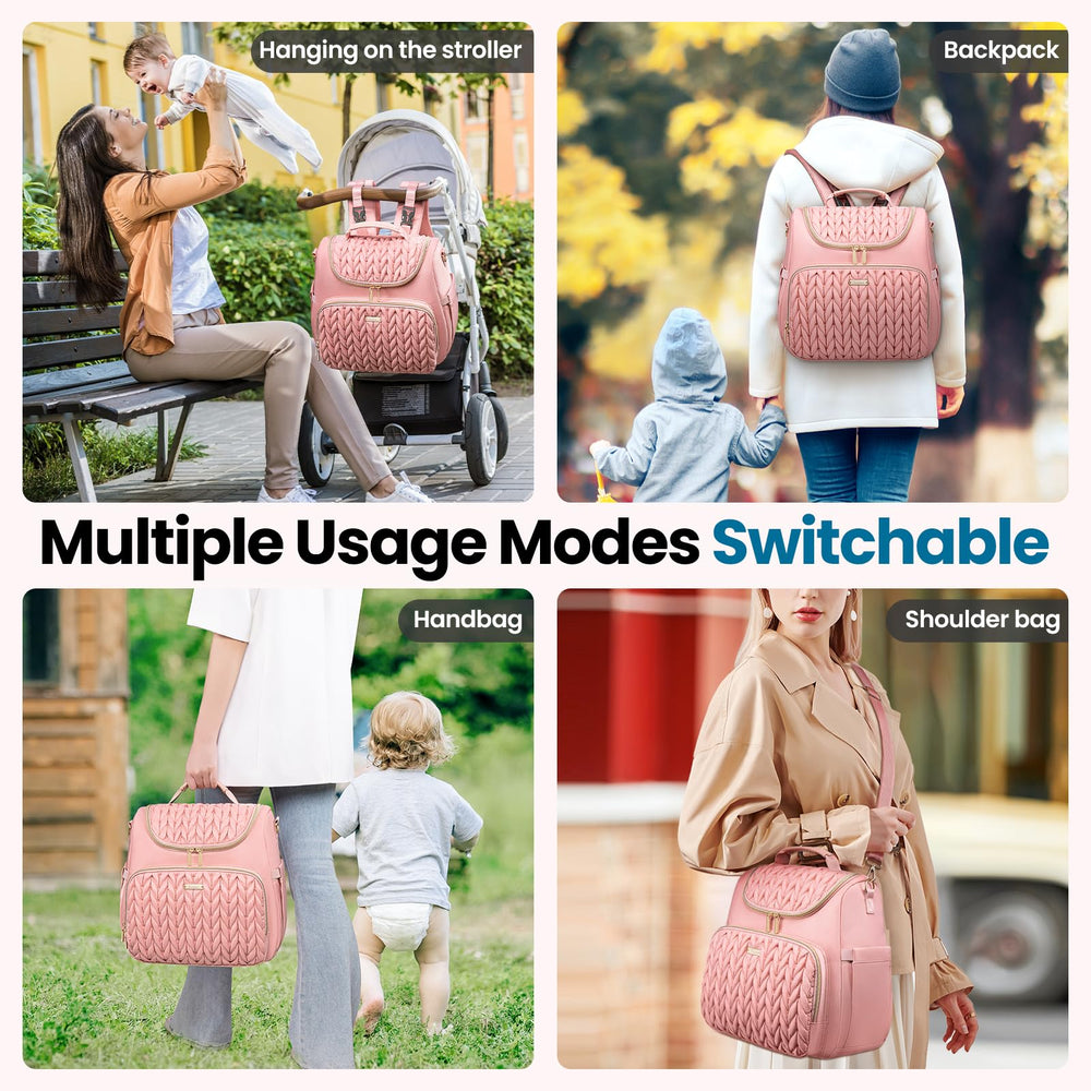 Tealari stroller bag attachment demonstrates stroller compatibility for hands-free trips.