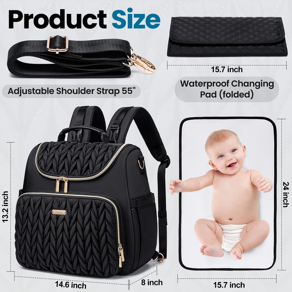 Tealari waterproof diaper bag with changing pad, ideal for easy diaper changes on the go.