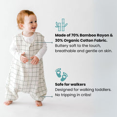 Tealbee Dreamsuit higher leg inseam reduces tangling in crib.