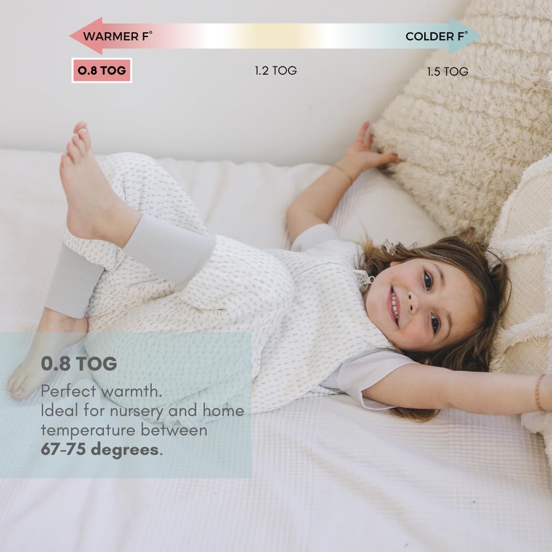Tealbee Dreamsuit open feet design reduces tangling while toddler moves.