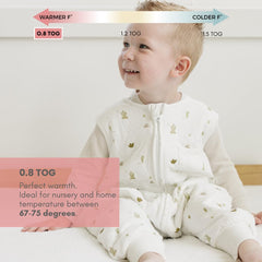 Tealbee Dreamsuit worn in summer 0.8 TOG for warm rooms.