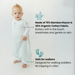 Tealbee Dreamsuit feet-open design highlights toddler mobility