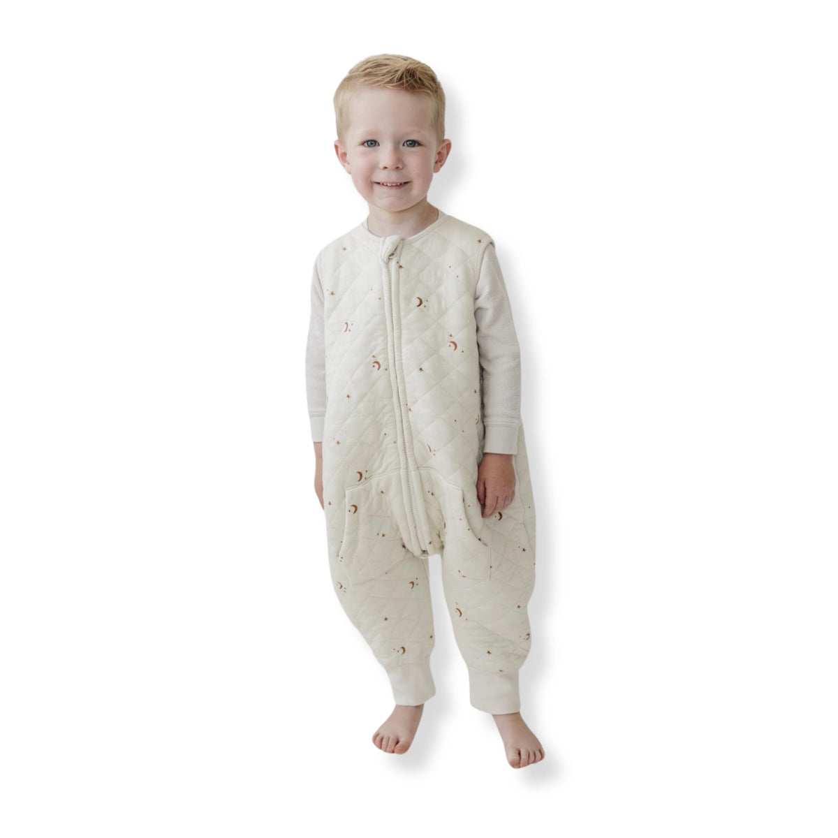 Tealbee Dreamsuit toddler sleep sack with feet keeps walkers cozy and secure.