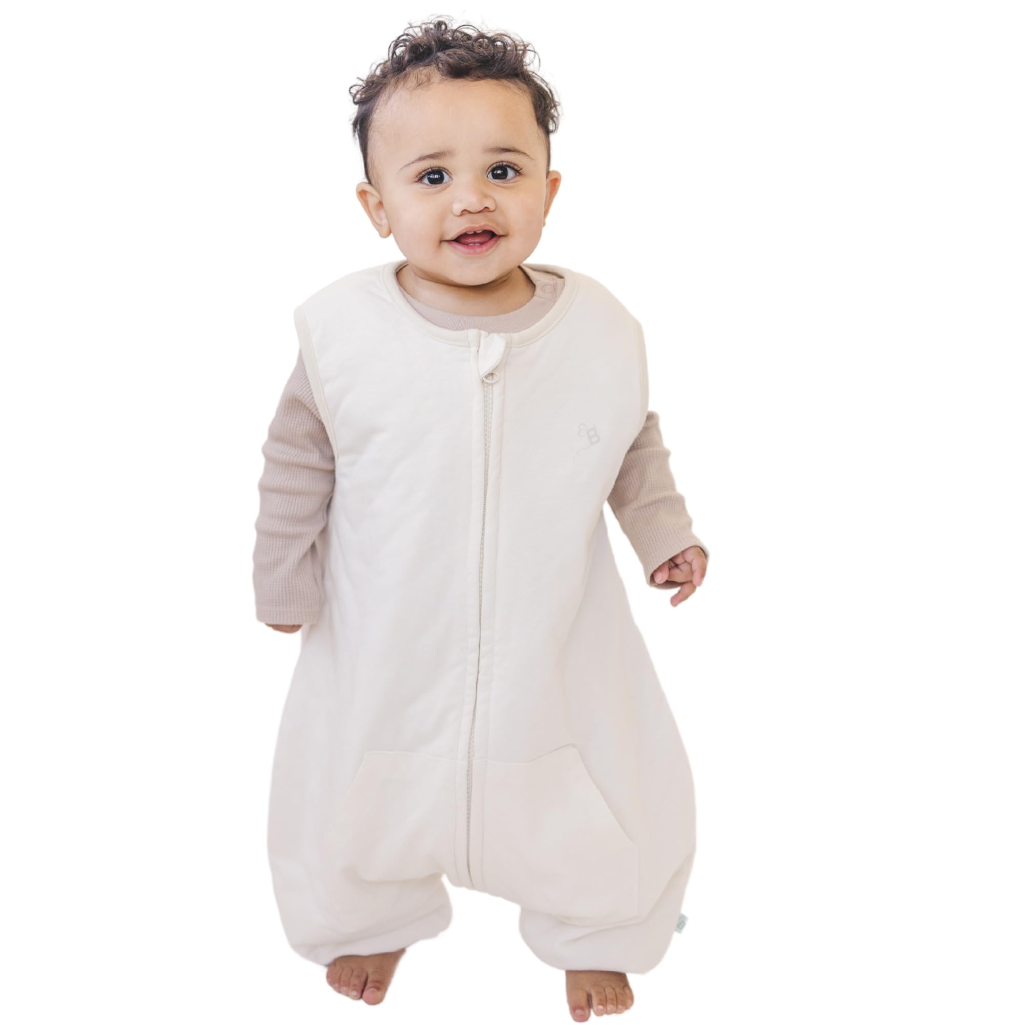 Tealbee Dreamsuit front view shows roomy hip space for secure toddler movement