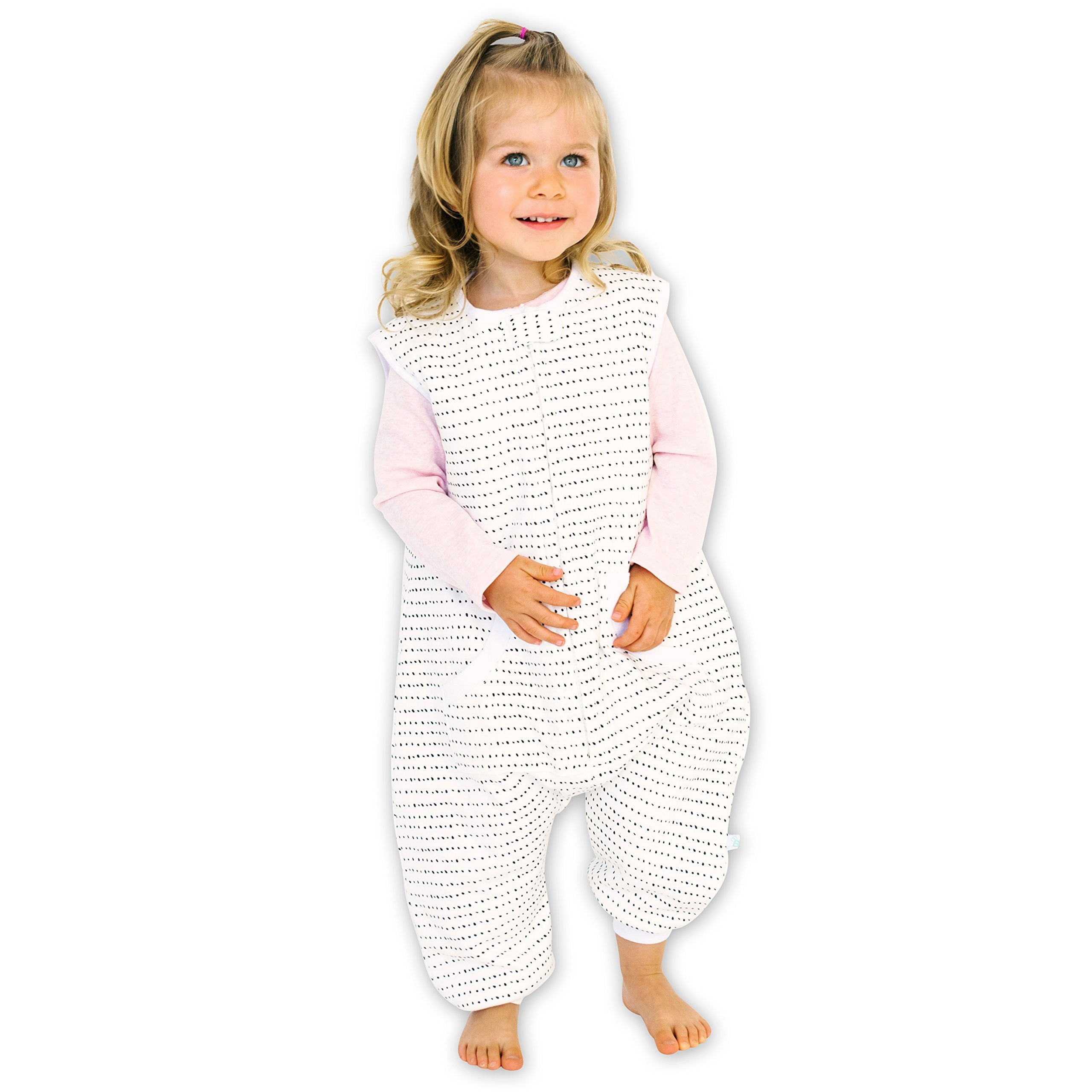 Tealbee Dreamsuit with feet in brushed black keeps toddlers cozy and mobile.