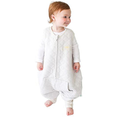 Tealbee Dreamsuit Sunshine front view shows open feet for freedom of movement