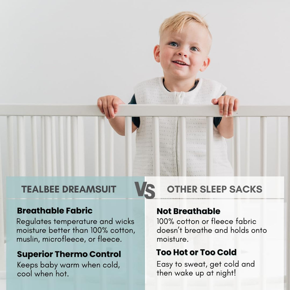 Tealbee Dreamsuit two-way zipper allows quick diaper changes.