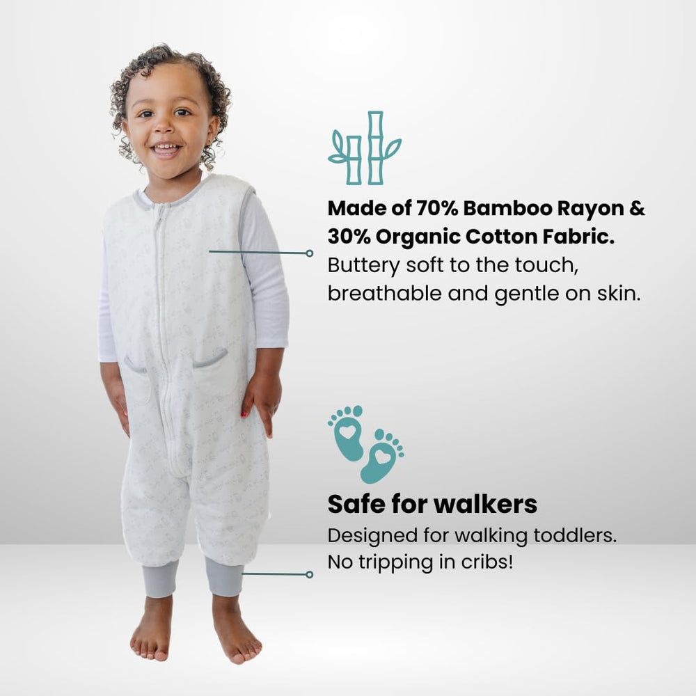 Tealbee Dreamsuit walker legs provides safe mobility in crib for walking toddlers