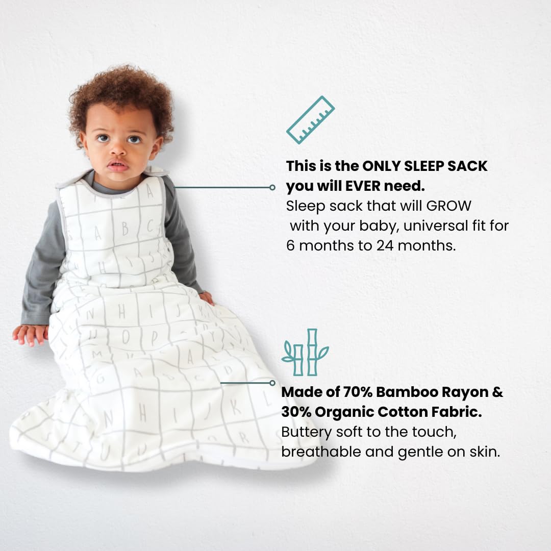 Tealbee Sleep Sack close-up highlights soft bamboo rayon fabric for gentle comfort.
