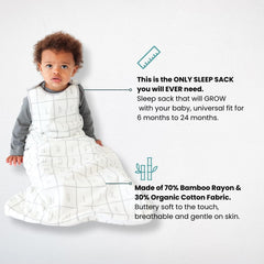 Tealbee Sleep Sack close-up highlights soft bamboo rayon fabric for gentle comfort.