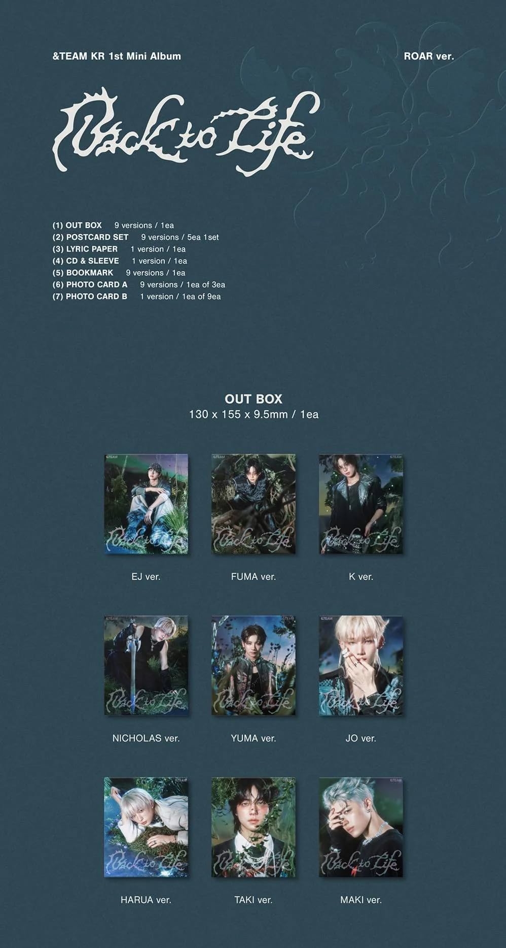 TEAM Back to Life ROAR photocard set, random cards for trading and collection.