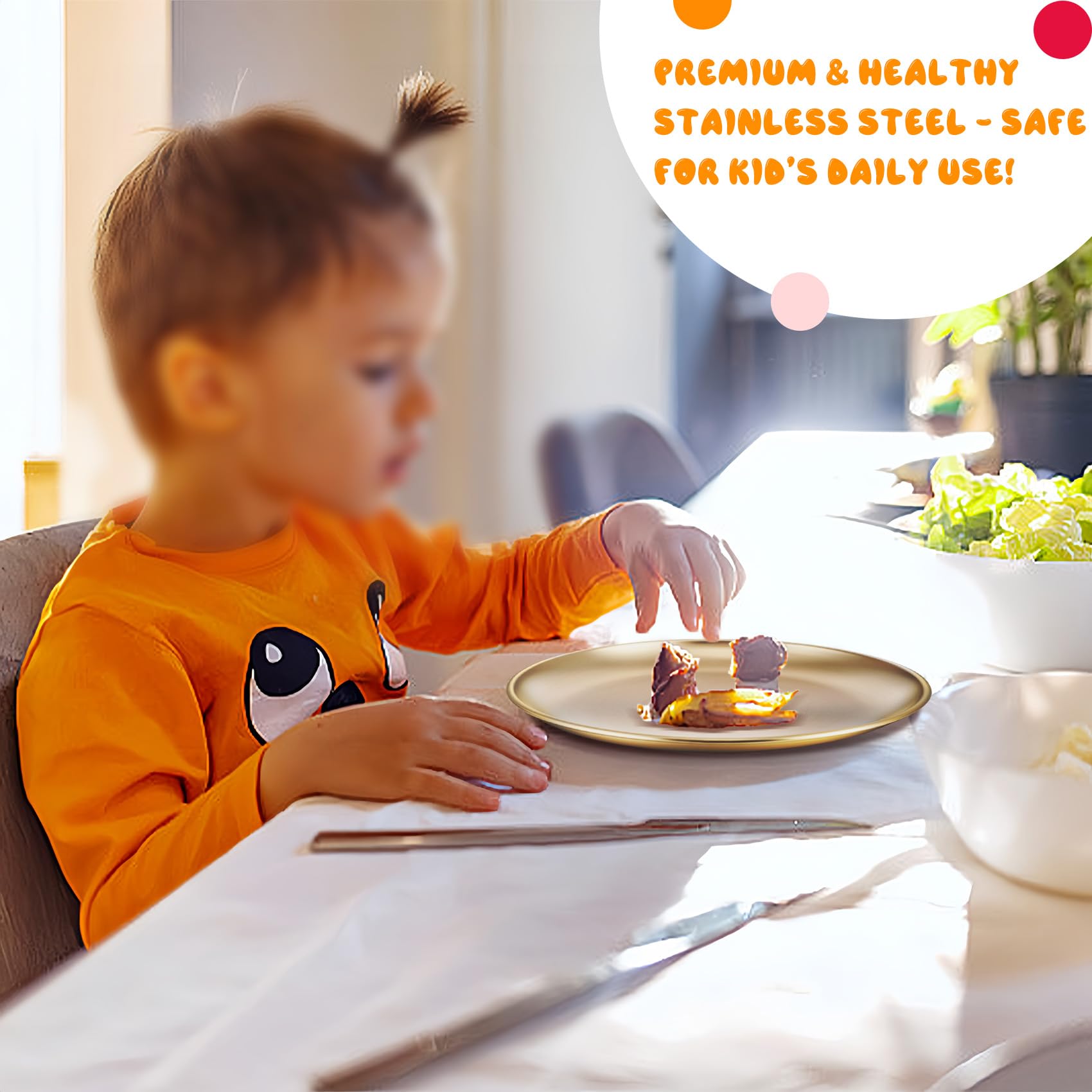 TeamFar dishwasher-safe gold plate ready for quick cleanup after meals