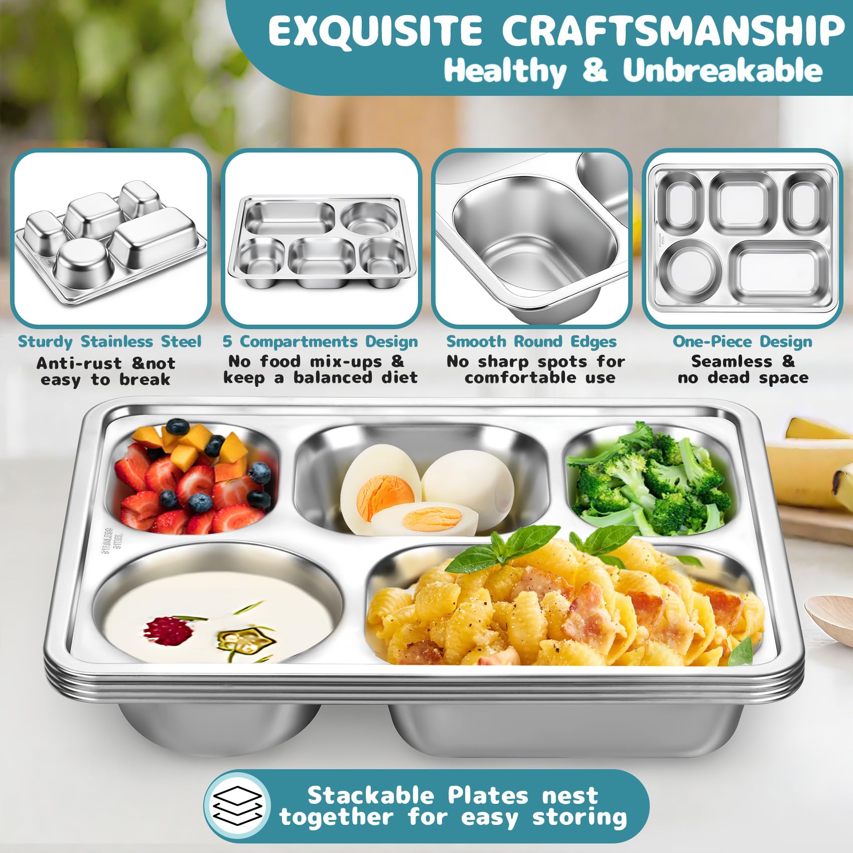 TeamFar divided plate stackable design saves space in cabinets