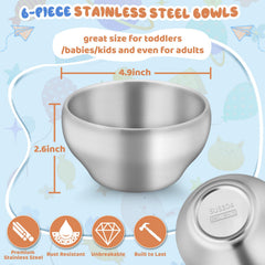 TeamFar double-wall insulated kid bowls keep exterior cool for safe handling
