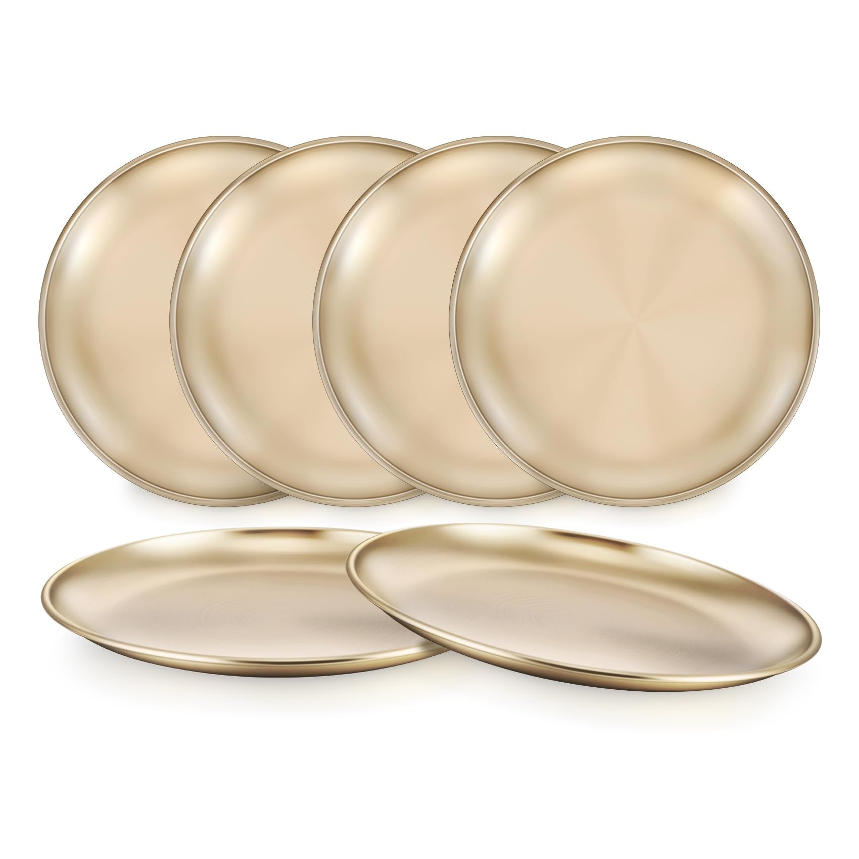 TeamFar Kids Plates gold 8-inch dinner plate shown with glossy finish for easy cleaning and kid-friendly meals